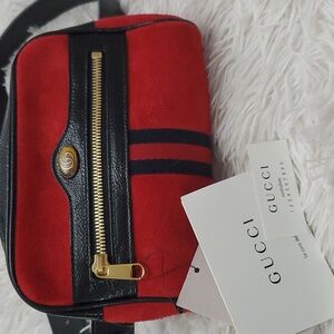 GUCCI Ophidia Belt Bag Red Suede Leather